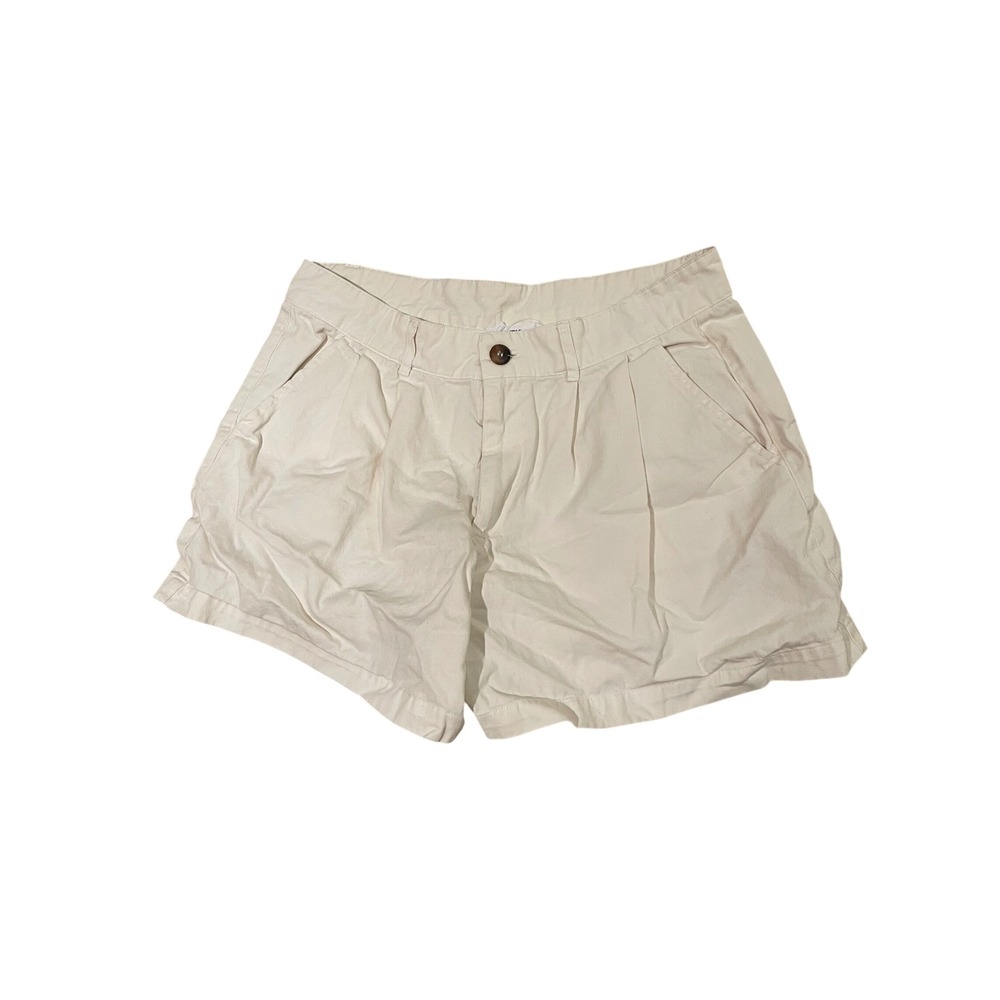 Double Zero Mystical Cream Chino Shorts Womens Medium Off White Pleated Summer